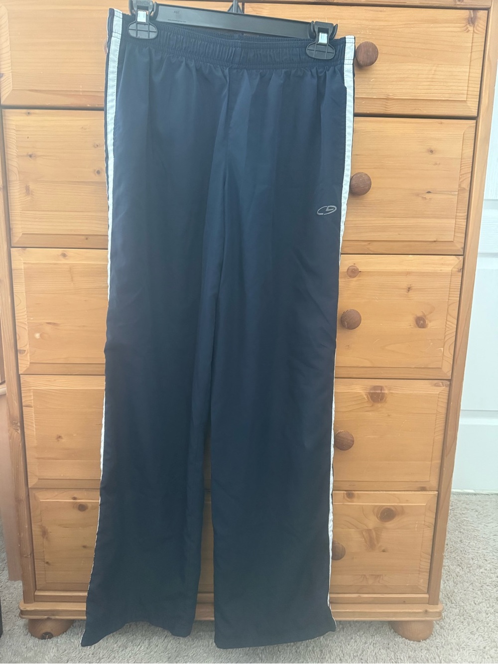 Boys XL Dark Gray Track Pants with White Side Stripes